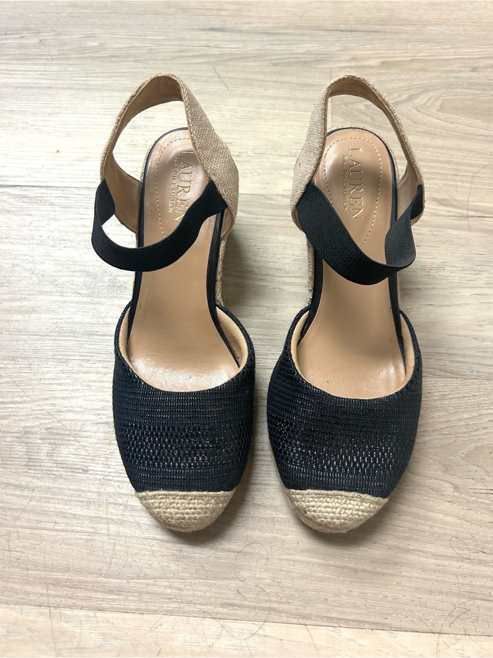 Lauren Ralph Lauren Sandals  Espadrille Wedge Women's Sz 8 Black Pearle Coastal - Picture 3 of 16